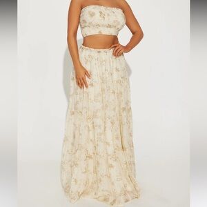NEW FashionNova Floral Maxi Skirt Bandeau Top Set